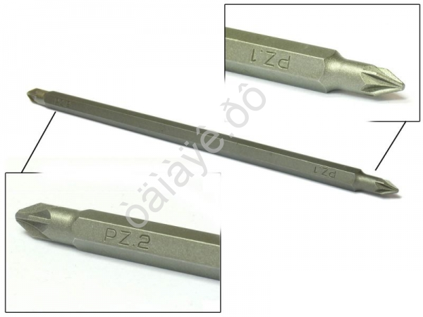 F122D12 1/4" Бита-позидрайв, двусторонняя PZ.1xPZ.2, L=165мм /10 F122D12 1/4" Бита-позидрайв, двусторонняя PZ.1xPZ.2, L=165мм /10