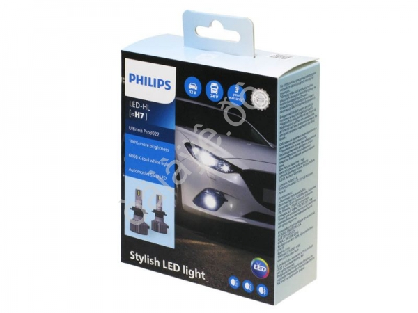 Лампа PHILIPS  H7 12/24V 25W 6500К Ultinon Pro3022 LED (2шт)