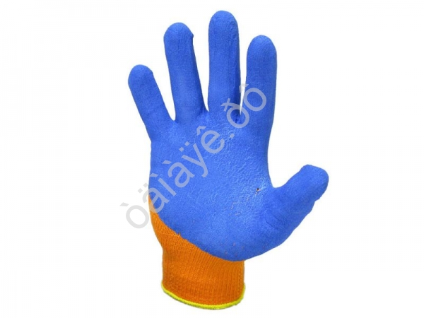 Перчатки нейлоновые  с нитриловым обливом (сине-оранжевые) /10/480