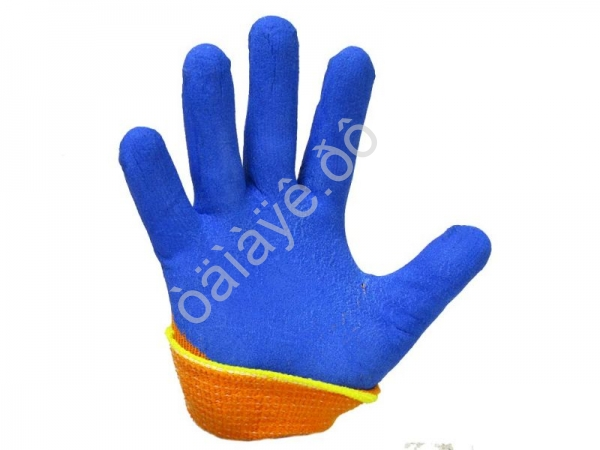 Перчатки нейлоновые  с нитриловым обливом (сине-оранжевые) /10/480