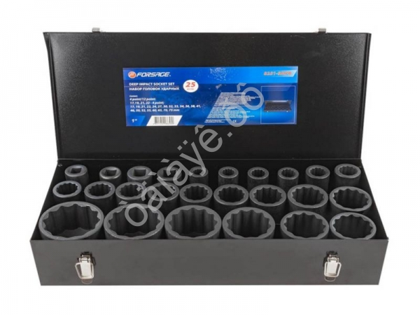 Набор головок ударных глубоких 1" 25пр. (12гр.) Forsage