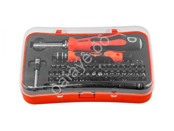 Набор отверток многоцелевых с удлинителем и набором бит для точных работ, 57пр.(T,TH,H,SL,PH,PZ,спец BaumAuto