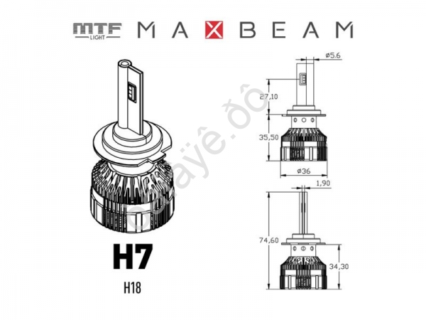 Светодиодные лампы MTF LIGHT, серия MaxBeam, H7, 24V, 55W, 4250lm, 6000K