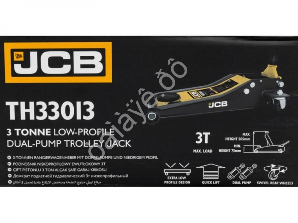 Домкрат подкатной гидравлический 3т (h min 75мм, h max 505мм) JCB Домкрат подкатной гидравлический 3т (h min 75мм, h max 505мм) JCB