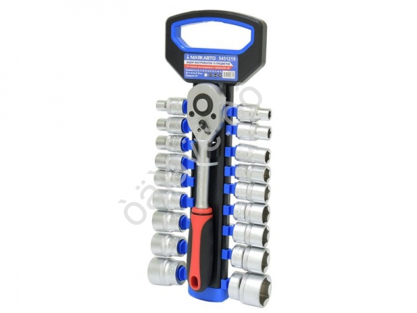 Набор инструментов 19 предметов: 18 головок 6гр. 8-30мм с трещоткой 1/2" МАЯКАВТО™ 1/10_ Набор инструментов 19 предметов: 18 головок 6гр. 8-30мм с трещоткой 1/2" МАЯКАВТО™ 1/10_