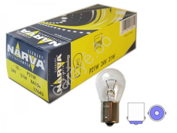 Лампа Narva Р24-21W BA15S /10