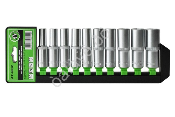 Набор головок шестигранных 1/2" удлиненных 10пр АТ-4932 /1/10/20