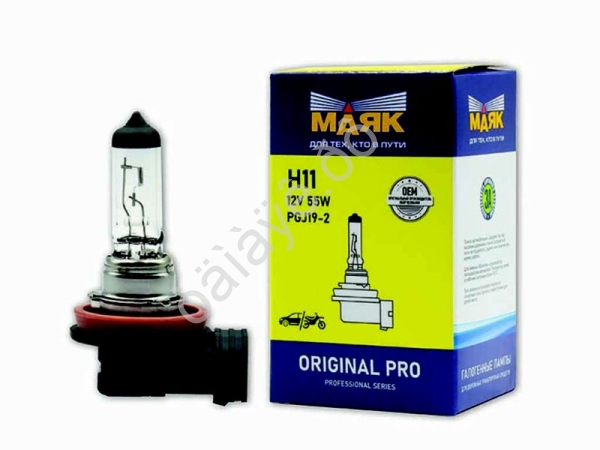 Лампа МАЯК ORIGINAL PRO Н11 12-55 PGJ 19-2 Лампа МАЯК ORIGINAL PRO Н11 12-55 PGJ 19-2