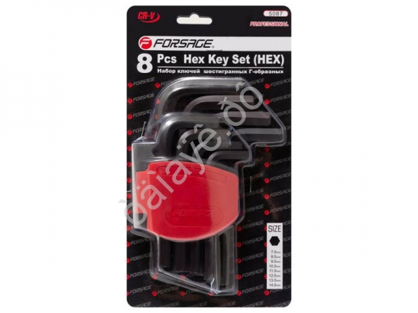 Ключи Г-образные 6-гранные, набор 8пр. (7-14мм) Forsage
