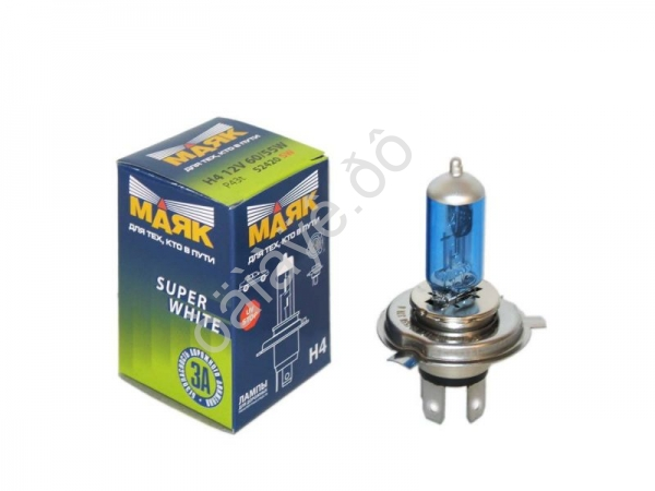 Лампа МАЯК H4 12V 60/55W P43t SUРER WHITE 10/400 Лампа МАЯК H4 12V 60/55W P43t SUРER WHITE 10/400