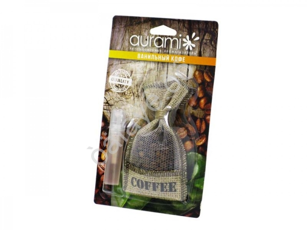Освежитель воздуха "AURAMI" мешочек кофе со спреем 5мл, COF-102, Ванильный кофе 1/12 Освежитель воздуха "AURAMI" мешочек кофе со спреем 5мл, COF-102, Ванильный кофе 1/12