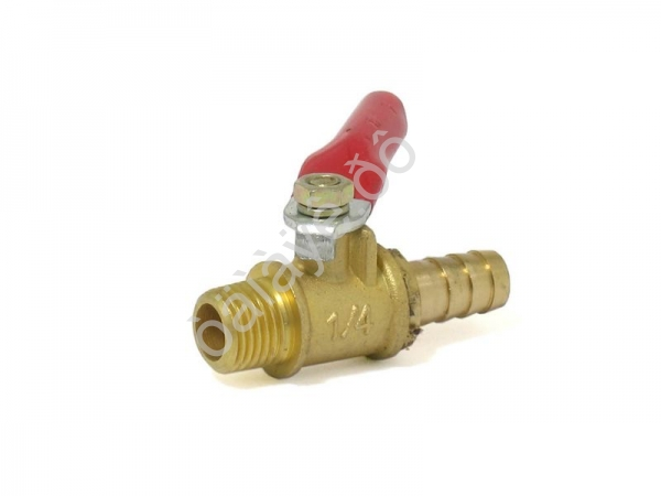 Кран шаровой 1/4"x10 наружняя резьба/елочка 10 мм латунь