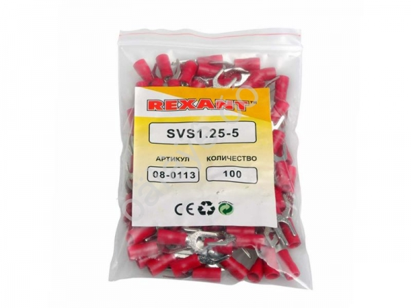 Клемма с изол. вилка REXANT НВИ=5.3мм 0,5-1,5мм SVS1.25-3 (100шт) Клемма с изол. вилка REXANT НВИ=5.3мм 0,5-1,5мм SVS1.25-3 (100шт)