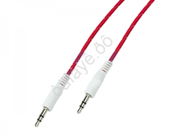 Аудио кабель AUX 3,5мм в тканевой оплётке 1м красный /1/10
