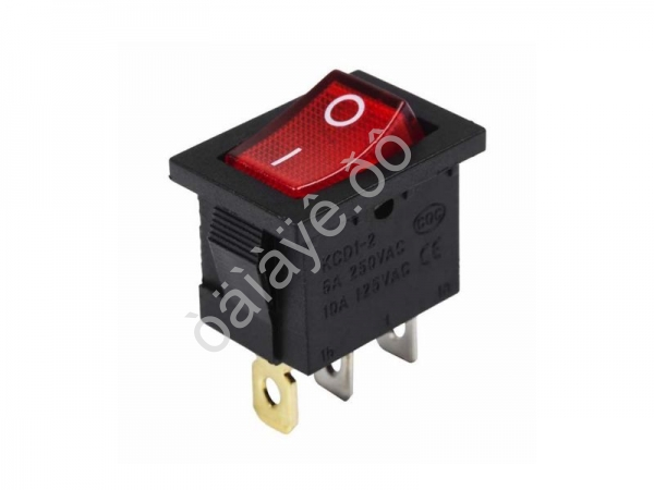 Выключатель клавишный 24V 15А (3с) ON-OFF красный с подсветкой  Mini  REXANT