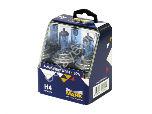 Лампа МАЯК Active H4 12V 60/55W P43t Super White +30% /1/6/60 Лампа МАЯК Active H4 12V 60/55W P43t Super White +30% /1/6/60