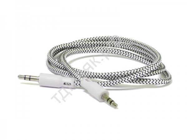Аудио кабель AUX 3,5мм М5 плетеный с леской 1м