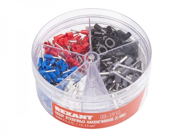 Набор втулочных наконечников НШВИ (0.5 мм²; 0.75 мм²; 1 мм²; 1.5 мм²; 2.5 мм²) в боксе (E-400) REXANT