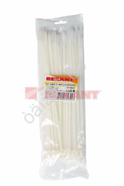 Хомут пластиковый 4.8х300 REXANT рулев. рейка 1уп./100шт белый /1/10/100 Хомут пластиковый 4.8х300 REXANT рулев. рейка 1уп./100шт белый /1/10/100
