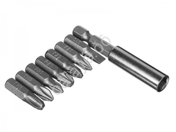 Биты для шуруповерта, набор 8шт с магнитным держателем, удобный кейс, длина бит 25 мм ЕРМАК