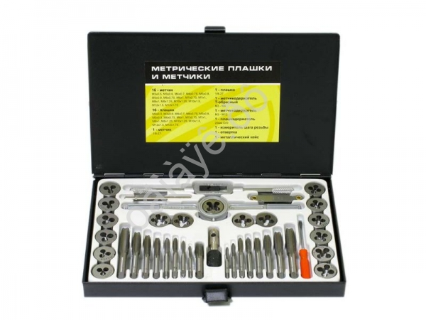 Набор метчиков и плашек метрический ER-00401 40пр. ЭВРИКА