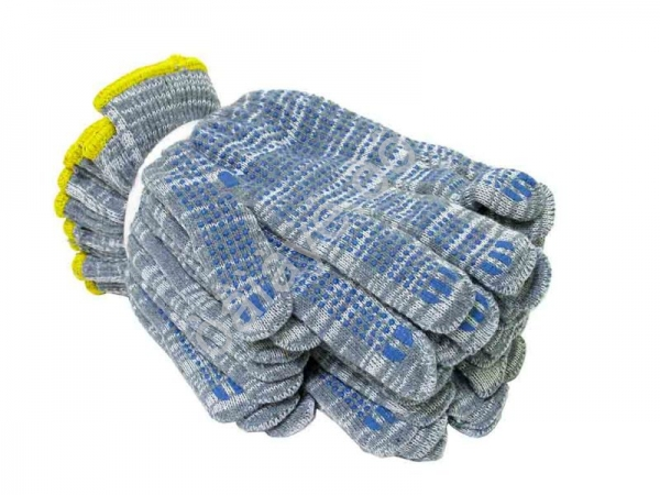 Перчатки х/б с ПВХ  10кл. ЗИМА двойные серые /5/200/