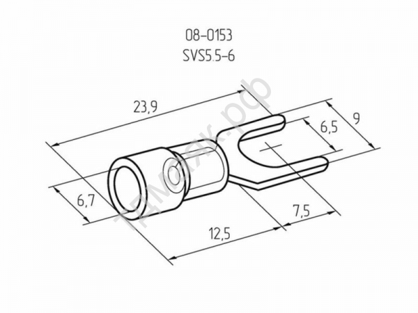 Клемма с изол. вилка REXANT НВИ=6.5мм 4-6мм SVS5.5-6 (100шт)