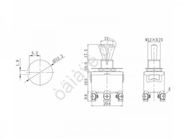 Тумблер 250V 15А (6c) ON-ON двухполюсный (KN-202) REXANT Тумблер 250V 15А (6c) ON-ON двухполюсный (KN-202) REXANT