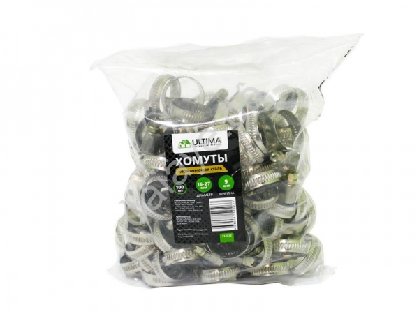 Хомут  16 - 27 мм"Ultima" нерж. (100шт-пакет) /100/1000