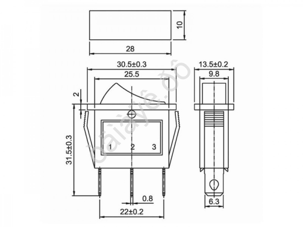 Выключатель клавишный 250V 15А (3с) ON-OFF синий  с подсветкой (RWB-404, SC-791, IRS-101-1C)  REXANT