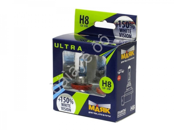 Лампа МАЯК ULTRA H8 12V 35W PGJ19-1 WHITE VISION +150% Лампа МАЯК ULTRA H8 12V 35W PGJ19-1 WHITE VISION +150%