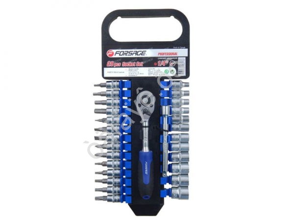 Набор инструментов, головки с трещоткой, набор 28пр., 1/4" 027-5 MSA  Forsage