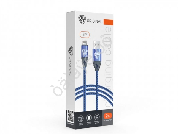 Дата-кабель универ. Lightning, 1м,2А, кожаная оплётка, синий Дата-кабель универ. Lightning, 1м,2А, кожаная оплётка, синий