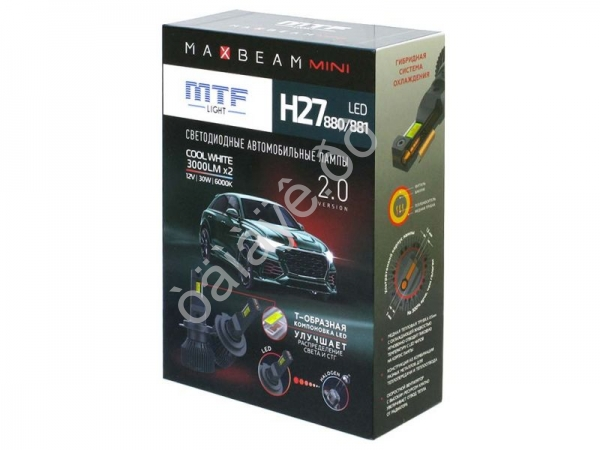 Светодиодные лампы MTF Light, серия MaxBeam Mini, H27(880/881), 12V, 45W, 4500lm, 6000K, кулер, кт. Светодиодные лампы MTF Light, серия MaxBeam Mini, H27(880/881), 12V, 45W, 4500lm, 6000K, кулер, кт.