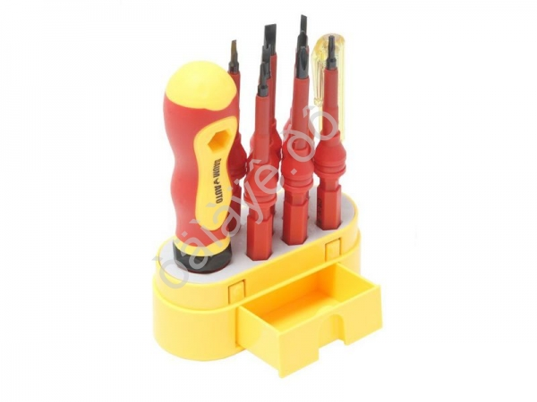 Отвертка диэлектрическая, со сменными насадками:PH0,PH2,SL3.0,SL6.0,Y1,T10,U2,трехгранная4.0 в компл BaumAuto Отвертка диэлектрическая, со сменными насадками:PH0,PH2,SL3.0,SL6.0,Y1,T10,U2,трехгранная4.0 в компл BaumAuto