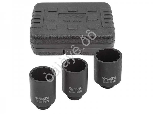 Набор головок ударных глубоких 3пр.1/2" (12-гр.) в кейсе Forsage Набор головок ударных глубоких 3пр.1/2" (12-гр.) в кейсе Forsage