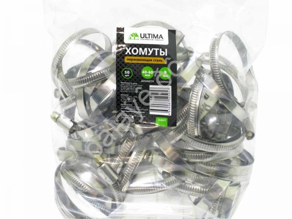 Хомут  40 - 60 мм"Ultima" нерж. (50шт-пакет) /50/500