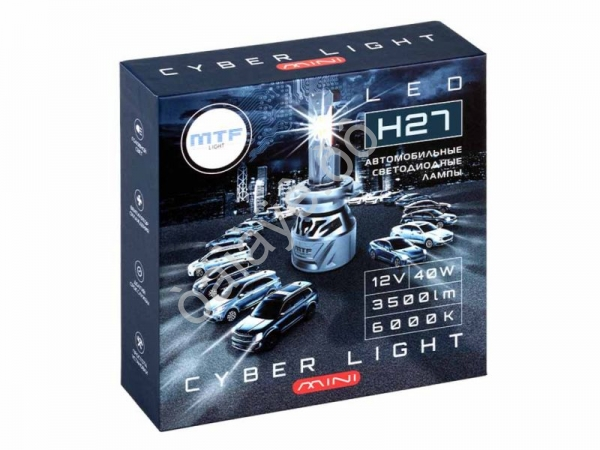 Светодиодные лампы MTF Light серия CYBER LIGHT MINI H27(880/881), 12V, 40W, 3750LM, 6000K, фен, к-т