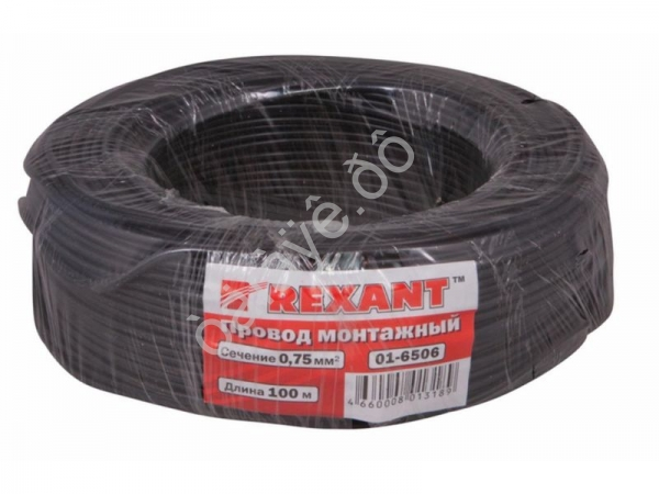 Провод одинарный (0,75) REXANT черный (100м) 1/10 Провод одинарный (0,75) REXANT черный (100м) 1/10