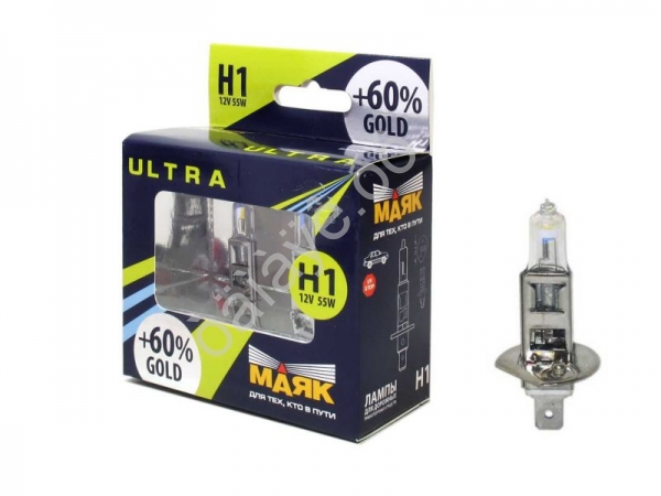 Лампа МАЯК ULTRA H1 12V 55W P14,5s GOLD +60% Лампа МАЯК ULTRA H1 12V 55W P14,5s GOLD +60%