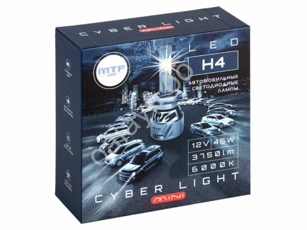 Светодиодные лампы MTF Light серия CYBER LIGHT MINI H4/19, 12V, 45W, 3750LM, 6000K, кулер, к-т