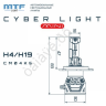 Светодиодные лампы MTF Light серия CYBER LIGHT MINI H4/19, 12V, 45W, 3750LM, 6000K, кулер, к-т