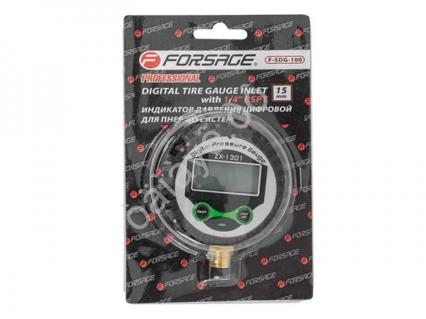 Индикатор давления цифровой для пневмосистем 1/4"(Psi, Kpa, Bar, Kgf/cm2), в блистере Forsage