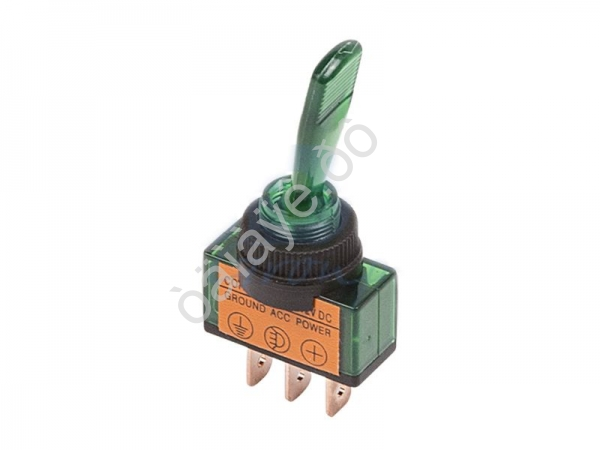 Тумблер 12V 20A (3с) ON-OFF однополюсный LED зеленый/10 Тумблер 12V 20A (3с) ON-OFF однополюсный LED зеленый/10