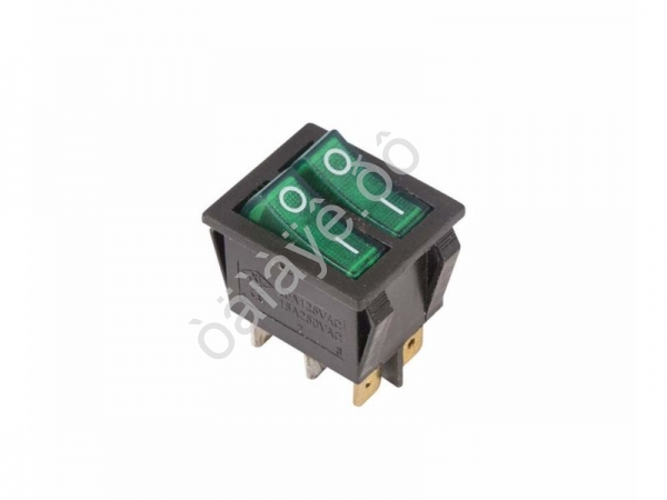 Выключатель клавишный 250V 15А (6с) ON-OFF зеленый с подсветкой ДВОЙНОЙ (RWB-511, SC-797) REXANT Выключатель клавишный 250V 15А (6с) ON-OFF зеленый с подсветкой ДВОЙНОЙ (RWB-511, SC-797) REXANT