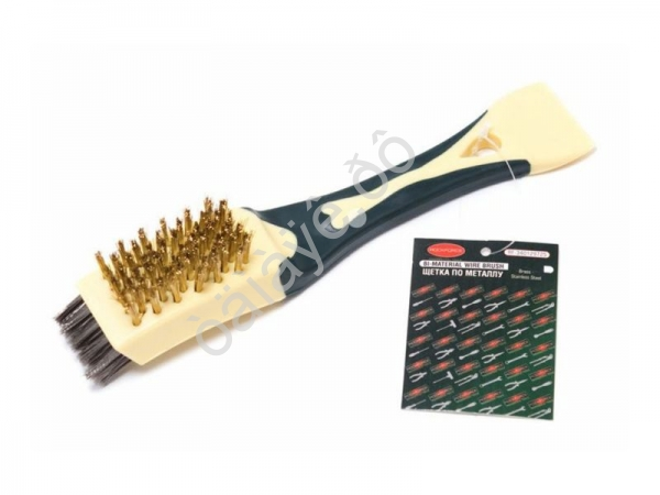 Щетка по металлу с двухслойной щетиной в пластиковом корпусе со скребком комб. 3в1 RockFORCE
