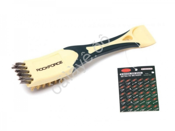 Щетка по металлу с двухслойной щетиной в пластиковом корпусе со скребком комб. 3в1 RockFORCE