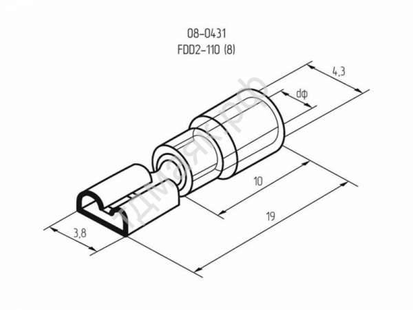 Клемма с изол. 3,8 (М) REXANT (100шт) (VF2110(8))