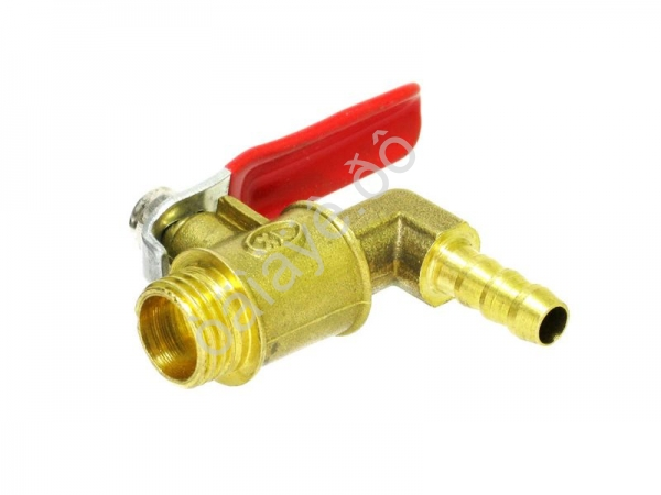 Кран шаровой 1/4" внешняя резьба/елочка 6мм угловой латунь