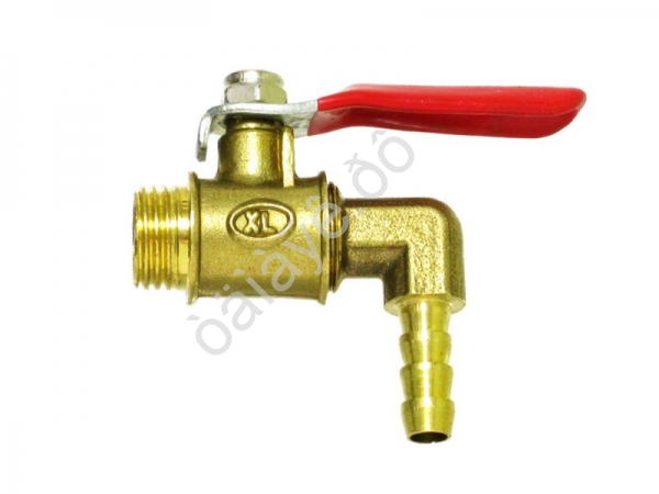 Кран шаровой 1/4" внешняя резьба/елочка 6мм угловой латунь